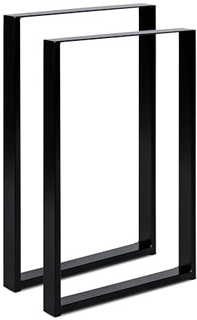 Magnetic Mobel 2 x Tischbeine aus Metall für Schreibtisch Esstisch, Möbelfüße Tischgestell Tischuntergestell Tischkufen (Schwarz | Profil 6x2 cm, 40x72 cm)