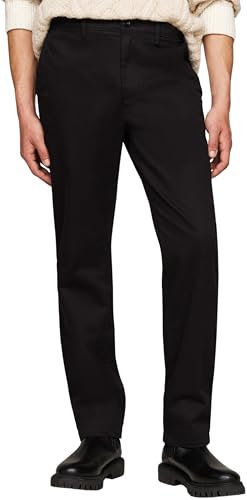 Tommy Hilfiger Herren Chino Hose Denton Satin Straight Fit, Schwarz (Black), 38W/34L