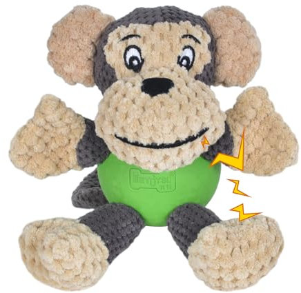 Hundespielzeug, Plüschhundespielzeug Süßes Quietschendes Hundespielzeug mit Gummiball, Plüsch-Welpenspielzeug Gefüllte Hundekauspielzeug für Welpen, Kleine und Miittelgroße Hunde, Haustiere (Affe)