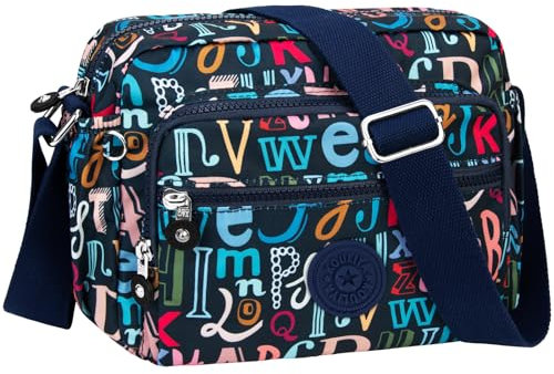NEWIROVE Bolso Bandolera Mujer Casual Impermeable Mediano Deportivo para Señora, Viaje De Compras y Trabajo, Alfabeto