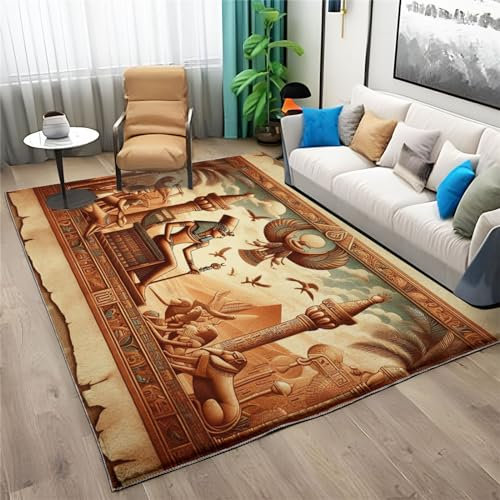 Quixora rutschfeste Schmutzfangmatte Bronze Teppich Türmatte äGyptische Statue Fußmatte 60x90cm Bodenmatte für Innen und Schützen Außen Küchenboden Flur Wohnkultur