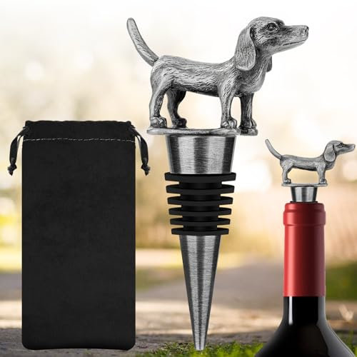 LULLEA Dackel Weinflaschenverschluss, Geschenke und Deko für Weihnachten und Geburtstag, Weinverschluss für Wein und Champagner, Geschenk für Männer, Frauen, Papa