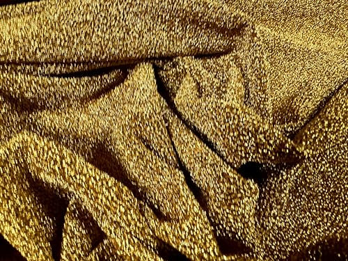 Metallischer Lurex-Stretch-Spandex-Jersey-Stoff, Meterware, Gold auf Schwarz