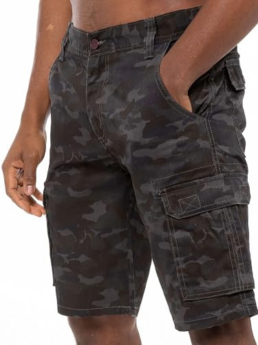 BRAND KRUZE Mens Shorts Cargo Combat Camouflage Summer Casual Cotton Half Pants KZS116 Dark Khaki 32