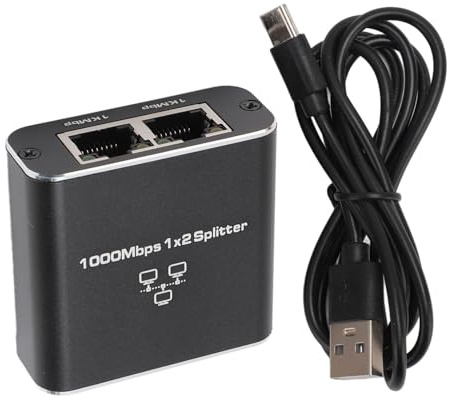 Répartiteur Ethernet, Répartiteur Internet LAN RJ45 2 Ports, Extension de Réseau 1000 Mbps avec Interface Type C, Matériau en Alliage D'aluminium, pour Routeur, Ordinateurs, écrans