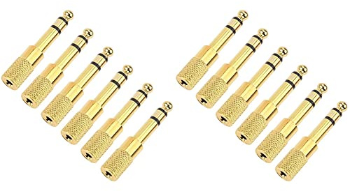 ISTOVO Quarter Inch Adapter, 6.35mm (1/4 Inch) Male to 3.5mm (1/8 Inch) Female Headphone Jack Plug, Gold 12 Pack