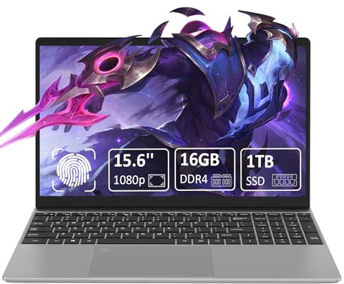 Molegar 2025 FHD Laptop Student/Geschäft,15.6 Zoll Laptop Computer mit 16GB DDR4 1TB SSD,Quad-Core N95(Bis zu 3.4GHz,Beat N5095),8000mAh Großer,2.4/5G WiFi,Webcam,USB 3.0,Beleuchtete Tastatur