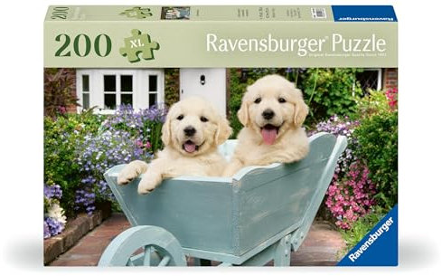 Ravensburger Puzzle 12001368 - Golden Retriever - 200 Teile Hunde-Puzzle für ältere Menschen und Senioren, mit größeren, griffigen Puzzleteilen, großer Bildvorlage und Stabiler Unterlage zum Puzzeln