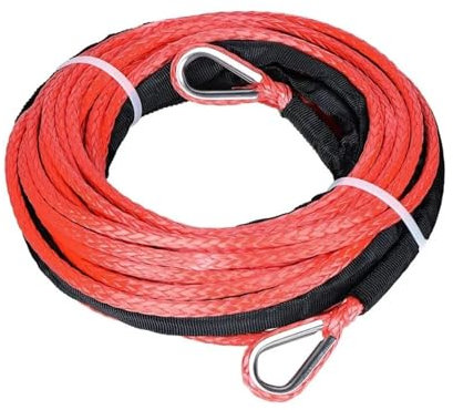 ZWCSHUU Corde de Remorquage Rallonge de câble de treuil synthétique 6 mm x 30 m for Voiture Tout-Terrain 4X4(Red)