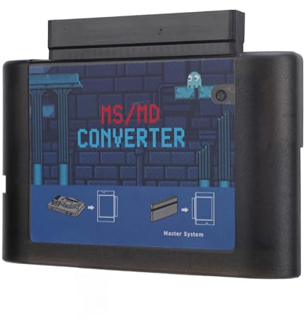 MS/MD Spielkartenkonverter, Spielvideokassettenkonverter, MS zu MD Konverter, Kompatibel für für Mega Drive und für nesis (Schwarz, klar)