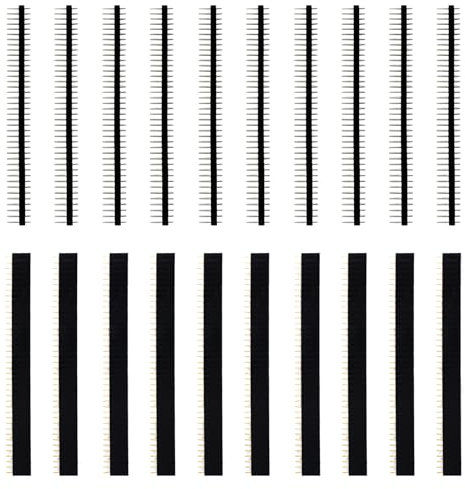 20 Stück 2.54mm Breakaway Platine 40Pin Stecker und Buchsenleiste für Arduino Shield,Stiftleiste,Pin Header Männlich und Weiblich Stiftleiste PCB Löten Buchsenleiste Lötpins Lochrasterplatine