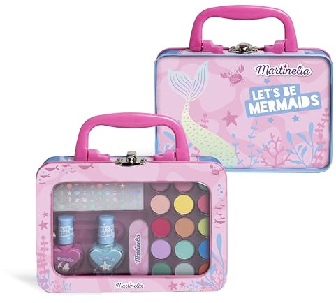 MARTINELIA - Mermaid Beauty Case - Make Up for Children and Girls - Complete Set of 15 Eyeshadows + 2 Nail Polish + 1 File and Stickers - Girl Gift - No Harmful Products