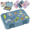 BEARFOOT Brotdose Kinder mit Fächern, BPA frei, Lunchbox, Bento box, Brotbox, Brotdose Mädchen & Jungen, Snackbox mit Trennfächern, Vesperbox für Kindergarten, Schule, groß (Blau - Sticker)