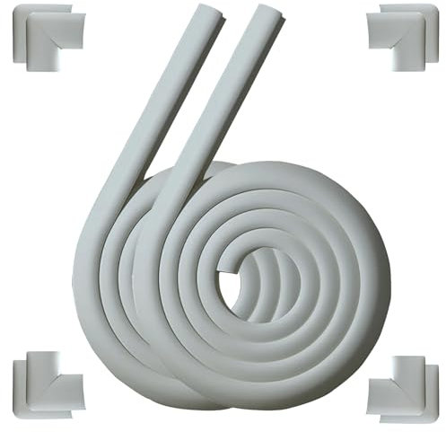 Kantenschutz für Babys, 4 m/157 Zoll Schaumstoff-Sicherheitspuffer und 8 Eckenschützer, Babysicherer Schaumstoff-Kantenschutz, verdickter, weicher Schutz (Grau)