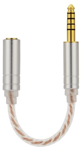 Alphatec 4.4mm Balanced Male to 2.5mm Balanced Female Adapter, OCC Silver Hybrid Cable, Hi-Fi Audio Conversion Dongle (0.5ft)
