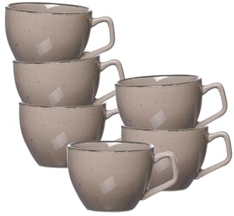 Ritzenhoff & Breker Espressotassen-Set Casa 6-teilig, 80 ml, Mokkatassen im Vintage-Look, Mix & Match-Geschirr, Spülmaschinenfest & Mikrowellengeeignet, Porzellan, Grau