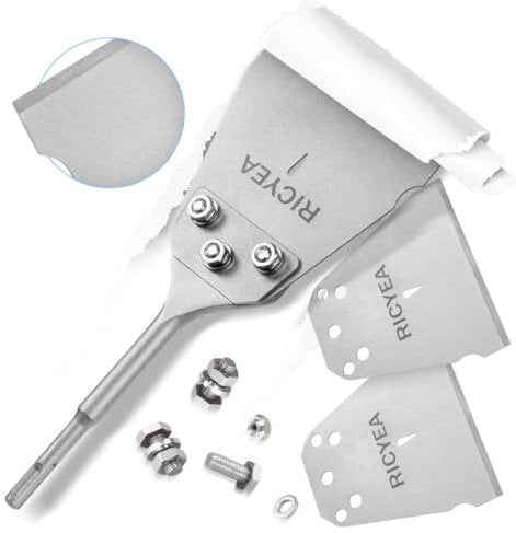 Ricyea Ciseau à mastic SDS Plus 275 x 102 mm, grattoir à peinture avec 2 lames de rechange pour enlever la colle à carrelage, tapis, colle de sol, carrelage en PVC, colle de sol (275 x 102 mm)