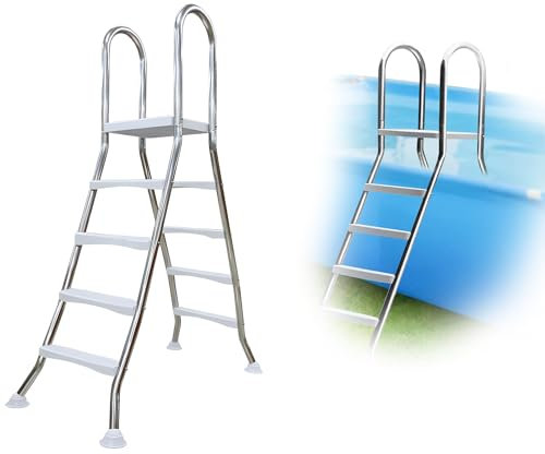 AIBOTY Échelle en acier inoxydable pour piscines surélevées, marches antidérapantes, marches durables pour piscines hors sol, marches à pédales, escaliers pour piscines, charge 250 kg
