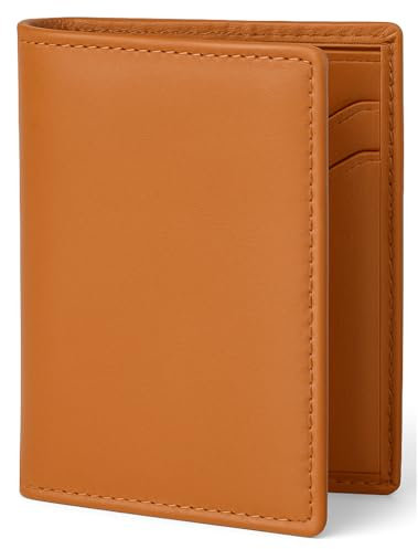DYKANBO Portatessere Uomo Tascabile - Mini Portafoglio Uomo Piccolo Sottile - Slim Portafogli con Protezione RFID - Porta Carte Credito - Portafoglio Verticale RFID (CAMEL)