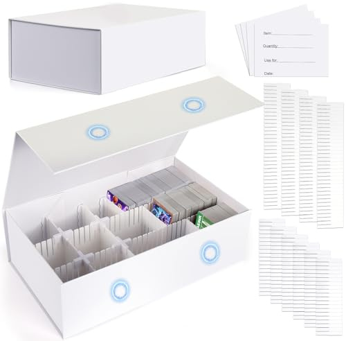 BUSOHA 2 Pack 2000 Count Trading Card Storage Box - DIY Foldable Baseball Cards Box with Magnetic Snap Deck Cardboard Case with Plastic Dividers and Fixing Clips for Sport Cards Game Card