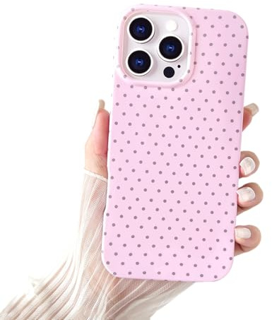 SmoBea Coque pour iphone 16 Pro, Jolie Coque pour à Pois, Fine et Souple, Antichoc, en TPU, pour Femmes et Filles, élégante et stylée, Rose