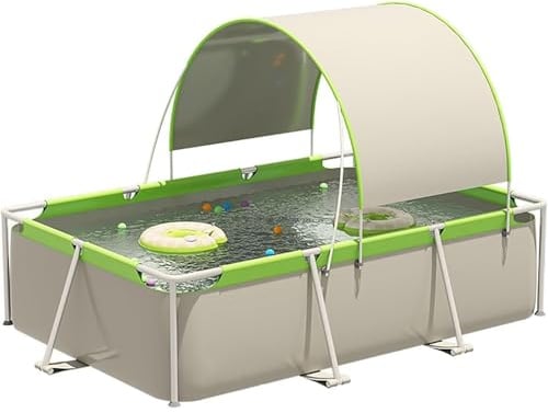 Piscina con telaio in metallo, rettangolare per esterni con struttura in acciaio, resistente, non gonfiabile