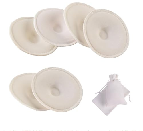 THXFUNAREA 6 Pezzi Coppette Assorbilatte Lavabili in Cotone Organico, Assorbenti e Traspiranti per una Protezione Sicura, Confezione Include un Sacchettino in Iuta per la Conservazione