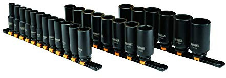 DEWALT Deep Impact Steckschlüsselsatz, 26-teilig, 1/2 Zoll (1,27 cm), metrisch (DWMT19242)