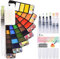 Set de Peinture Aquarelle, Voyage Solide Aquarelle Peinture Pliable 42 couleurs avec 7 pièces brosses,kit de dessin sur le terrain,Palette Aquarelle portable pour enfants, adultes et débutants