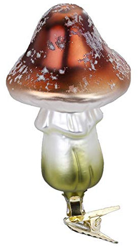 Inge Glas - Christbaumschmuck, Baumschmuck - Pilz - Marone - Glas - mundgeblasen - Größe: 11 cm
