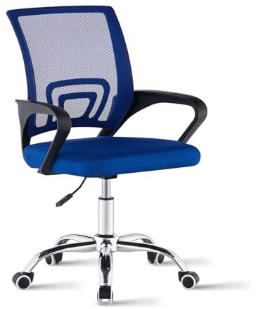 TUKAILAI Bürostuhl Ergonomisch, Schreibtischstuhl aus Netzstoff, Chefsessel mit Lendenwirbelstütze, Armlehne, Höhenverstellbar, 360° Drehbar, Computerstuhl Arbeitsstuhl für Zuhause Büro, Blau