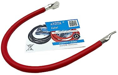 Exoda Batteriekabel 25 mm² 75cm mit Kabelschuhen M8 Rot für Auto Motorrad Boot hochwertige Verarbeitung perfekt flexibel 99 Prozent Kupferanteil für zuverlässige Verbindung