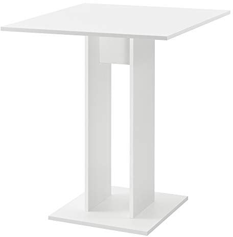 [en.casa] Küchentisch 'Lindesnes' 65 x 65 x 78 cm Säulentisch Quadratisch Esszimmertisch aus Spanplatte Speisetisch Tisch Weiß matt