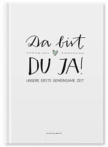 Babytagebuch für das 1. Jahr - Da bist du ja - Baby Diary zum Eintragen für das erste Lebensjahr, Geburtsgeschenk für Jungen & Mädchen, Premium Hardcover A5, weiß mint