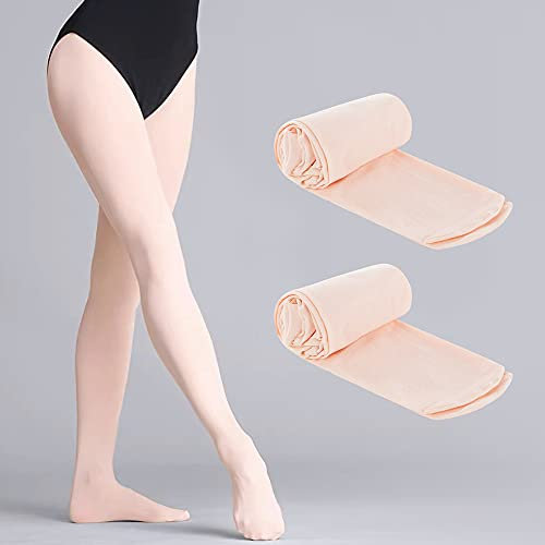 YUANJ Ballettstrumpfhose Mädchen 2er Pack Ballett Strumpfhose Kinder Tanzstrumpfhose Mädchen für Ballett Gymnastik Tanz Sport (Fleisch rosa, 5-7 Jahre alt)