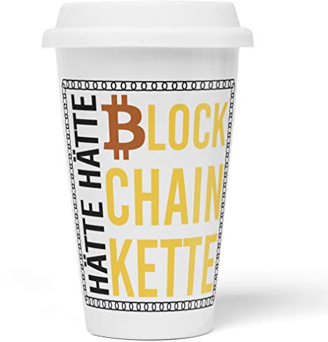 JUNIWORDS To-Go Becher mit Deckel, Hätte, Hätte, Blockchain Kette