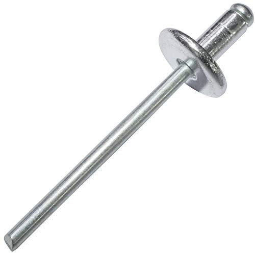 AERZETIX - C48151 - Satz von 100 Blindnieten blindniet Ø4x8mm mit großkopf 12mm - DIN 7337 C - popnieten - nieten mit bruchfest stange - aus aluminium stahl