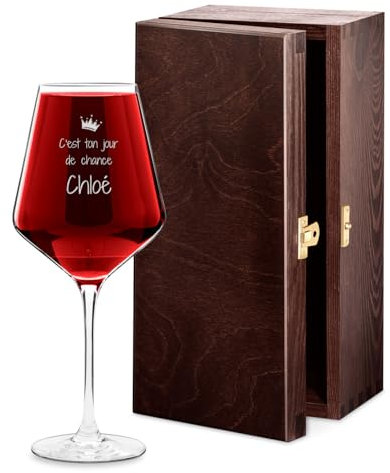 Maverton Verre à Vin en Cristal pour elle - 490 ml - Verre Personnalisé à Vin Rouge et Blanc - Cadeau d’anniversaire pour chaque Femme - Chance