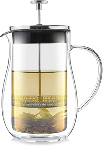 Teabloom Stay-Hot Glas French Press – Isoliert 765.4 g (800 ml) loser Tee Steeper und Kaffeebereiter – Kenner Wahl