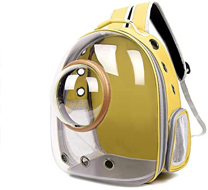 Galatée Zaino Per Gatti, Zaino Per Animali Domestici Zaino Bubble, Borsa Trasparente Impermeabile Per Capsule, Zaino Per Animali Domestici Con Capsula Ventilata(Giallo, Copertura Trasparente)