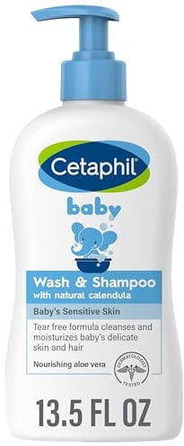 Cetaphil Baby Wash & Shampoo with Organic Calendula ,Tear Free , Paraben, Colorant and Mineral Oil Free , 13.5 Fl. Oz