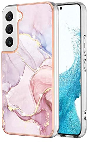 SEAHAI Cover per Samsung Galaxy S22, Custodia Protettiva Ultra Sottile ed Elegante in Silicone TPU Flessibile, Glitter Modelli Colorful Cover Antiurto Case - Oro Rosa