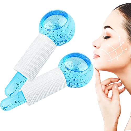 Boules De Massage Faciales De Refroidissement,Globes de Glace de Beauté pour Les Soins du Visage,Ice Globes for Fciales,Massage Facial à Froid, Boule de Glace Globes à Rouleaux de Glace(Bleu) (Bleu)