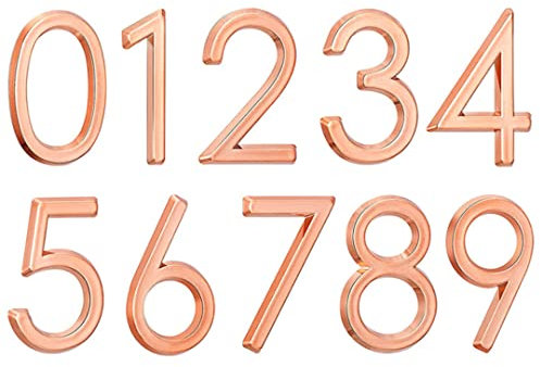 Zayookey 10 Pezzi Cassetta Postale Numeri Adesivi con Numeri civici di Porta 2 pollici (5 cm) Numeri di Casa 3D Autoadesiva Address House Numbers (0-9, Oro Rosa)