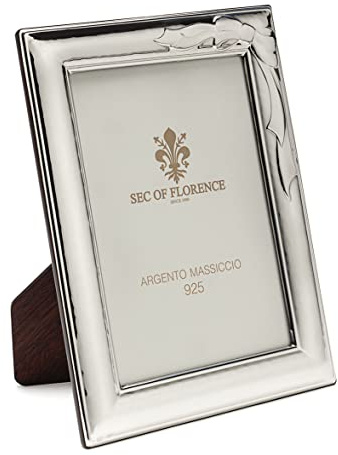 SEC OF FLORENCE 7224/13x18IT Bilderrahmen aus massivem 925er Silber mit Rückseite aus Mahagoniholz