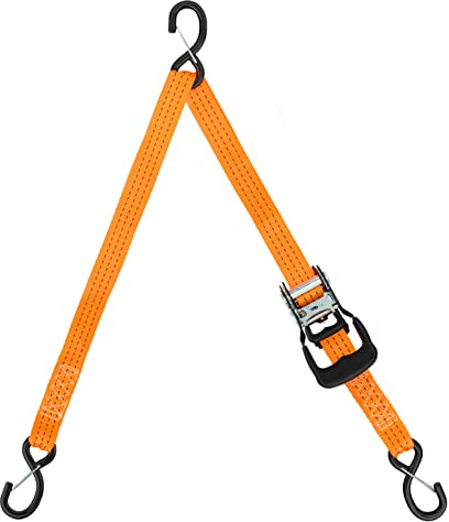 Sangle à cliquet pour Jetski – Sangle d'arrimage à 3 Points – 3 cm x 3 m – Très Robuste – pour jetskis, Seadoo, Waverunner, PWC, résistance à la Rupture de 1 360,8 kg – Crochets en S avec Clip de