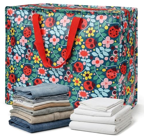 Rex London - Jumbo Storage Bag for Home Storage Strong & Durable - Ladybird | storage bags, moving bags, moving house essentials, clothes storage bag, garment tidy, house essentials, laundry bag