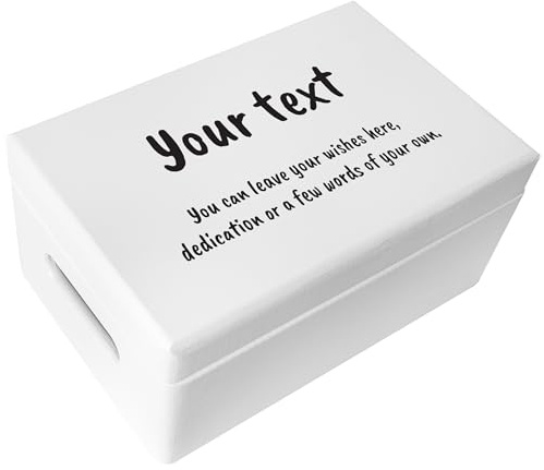 Creative Deco White Personalised Any Text Gifts for Women | Men, Girls or Boys | Unique Wish Custom Gift Box | Customised Wooden Storage Box with Hinged Lid | Keepsake / Decoration