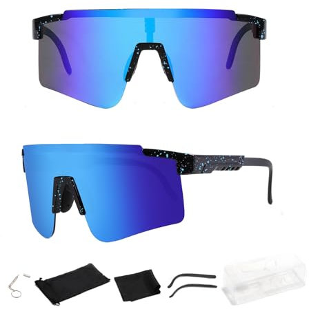 Sonnenbrille Fahrradbrille,Sportbrille für Herren Damen UV400 Schutz Windschutz Radsportbrille Sport Radfahren Schutzbrille für Outdoor-Sportarten, Autofahren, Wandern, Angeln, Laufen(Blau)