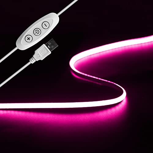 Tayire Rosa USB 5V COB striscia LED retroilluminazione TV, 2m 960LEDs Dimmerabile catena luminosa a striscia LED CRI90+ 4mm luce nastro LED per TV Retroilluminazione PC Camera da letto Cucina Casa